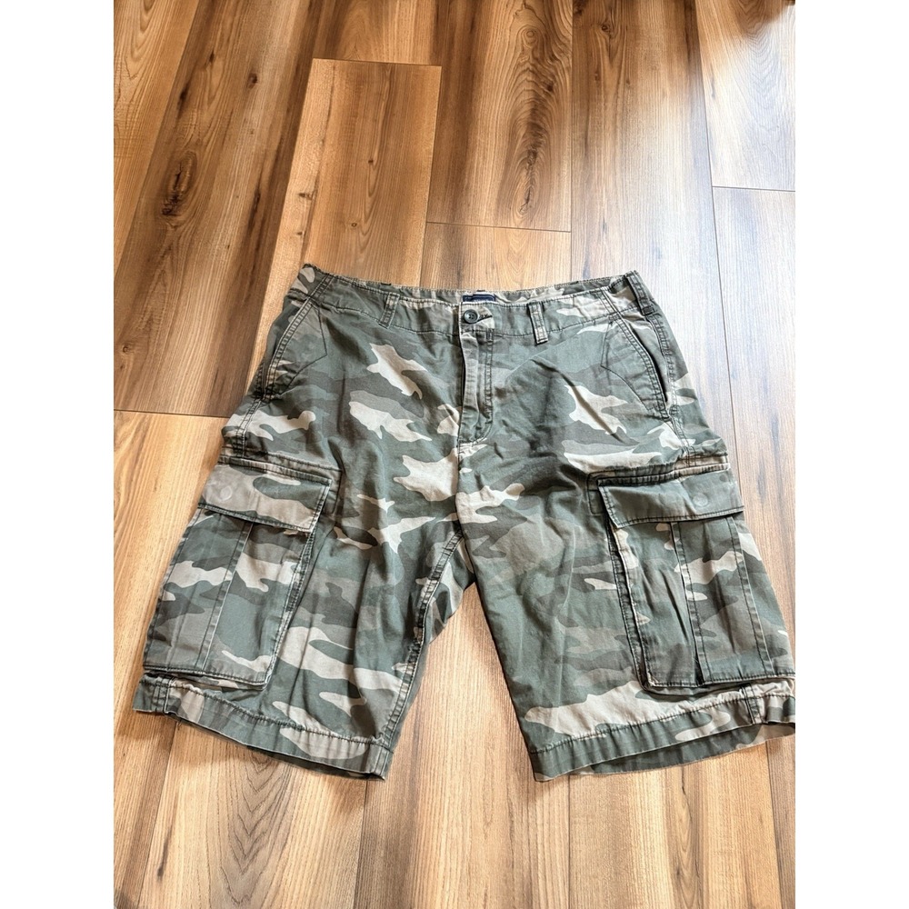 Gap Khakis Cargo Shorts Camo Green Men's 34 Lives In Short 11" Inseam Cotton